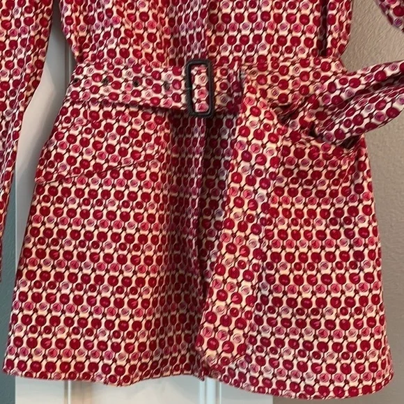 Gap Spring Tulips Pink Red Trench Coat Size Small Button Up Floral - Picture 4 of 12